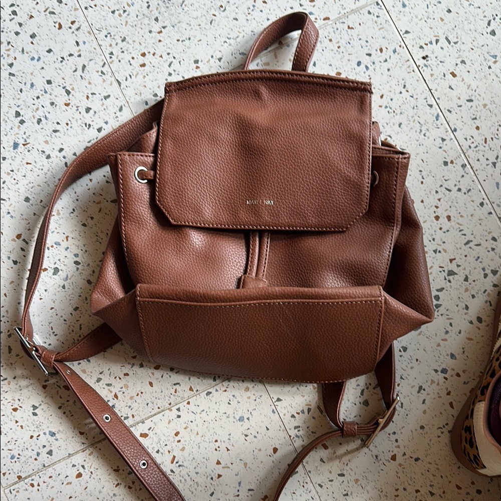 Brown Faux Leather Backpack